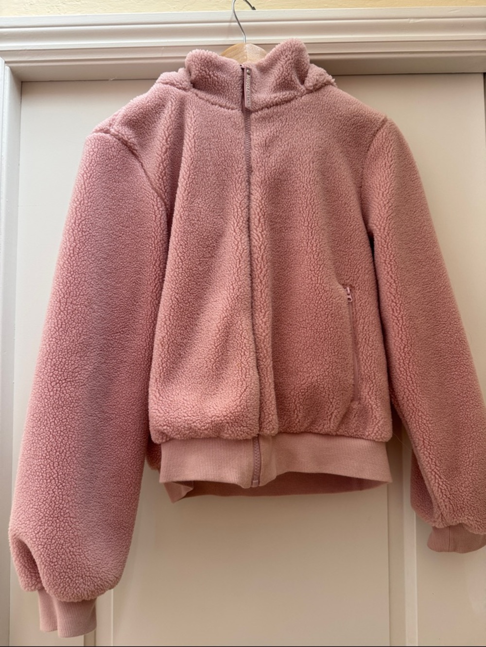 Girls' Plush Teddy Jacket in Dusty Pink